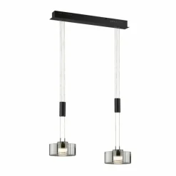 Suspension Verre Fumé-Luminaires Fischer & Honsel Suspension Fischer & Honsel Lavin LED Noir, 2 lumières