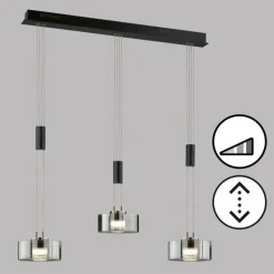 Suspension Verre Fumé-Luminaires Fischer & Honsel Suspension Fischer & Honsel Lavin LED Noir, 3 lumières