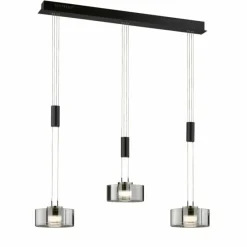 Suspension Verre Fumé-Luminaires Fischer & Honsel Suspension Fischer & Honsel Lavin LED Noir, 3 lumières