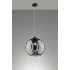 Suspension Verre Fumé-Luminaires Fischer & Honsel Suspension Fischer-Honsel Opie Noir, 1 lumière