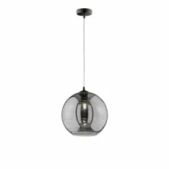 Suspension Verre Fumé-Luminaires Fischer & Honsel Suspension Fischer-Honsel Opie Noir, 1 lumière