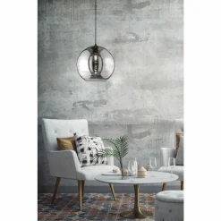 Suspension Verre Fumé-Luminaires Fischer & Honsel Suspension Fischer-Honsel Opie Noir, 1 lumière