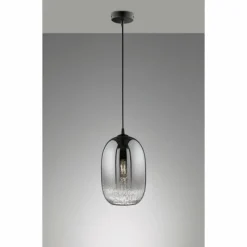 Suspension Verre Fumé-Luminaires Fischer & Honsel Suspension Fischer-Honsel Trace Noir, 1 lumière