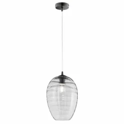 Suspension Verre Fumé-Luminaires Fischer & Honsel Suspension Fischer-Honsel Gordes Noir, 1 lumière
