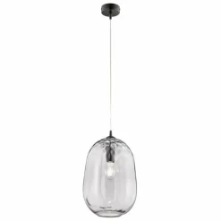 Suspension Verre Fumé-Luminaires Fischer & Honsel Suspension Fischer-Honsel Bretagne Noir, 1 lumière