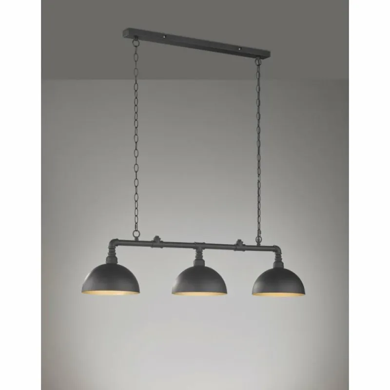 Lampes Dorées-Luminaires Fischer & Honsel Suspension Fischer-Honsel Leitung Noir, 3 lumières