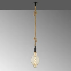 Style Boho-Chic-Luminaires Fischer & Honsel Suspension Fischer-Honsel Rope Noir, 1 lumière