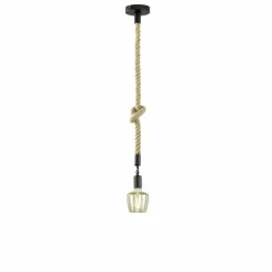 Style Boho-Chic-Luminaires Fischer & Honsel Suspension Fischer-Honsel Rope Noir, 1 lumière