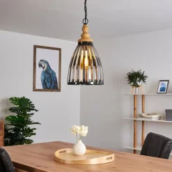 Luminaires Rustiques-hofstein Suspension Flaine Brun, Noir, 1 lumière