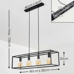 Lampes Vintages & Rétros-hofstein Suspension Flambeau Noir, 4 lumières