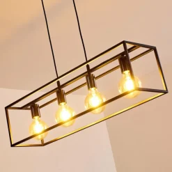 Lampes Vintages & Rétros-hofstein Suspension Flambeau Noir, 4 lumières