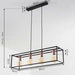 Lampes Vintages & Rétros-hofstein Suspension Flambeau Noir, 4 lumières