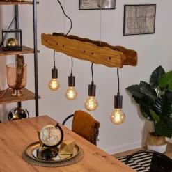 Lampes Vintages & Rétros-hofstein Suspension Flande Noir, 4 lumières