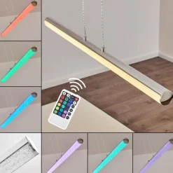 hofstein Suspension Flaut LED Chrome, 1 lumière, Télécommandes, Changeur de couleurs* Suspensions