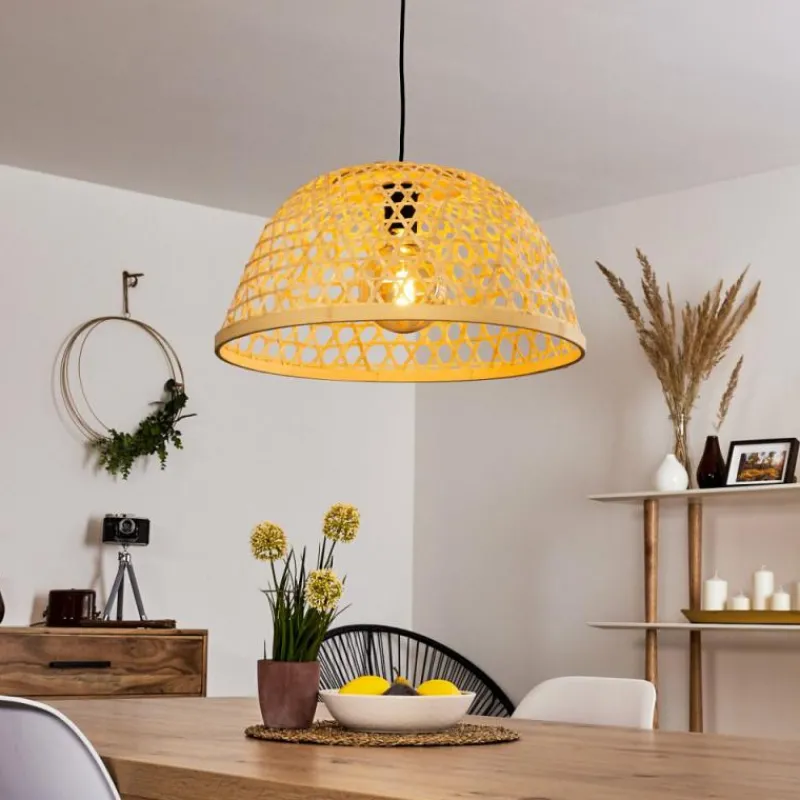 Style Boho-Chic-hofstein Suspension Florerrcia Noir, 1 lumière