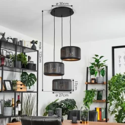 hofstein Suspension Fournie Noir, 3 lumières* Suspensions