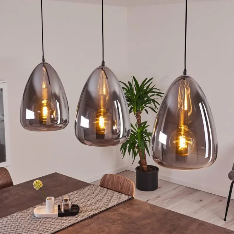 Suspension Verre Fumé-hofstein Suspension Francisco Argent Oxydé, 3 lumières