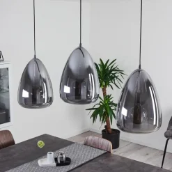 Suspension Verre Fumé-hofstein Suspension Francisco Argent Oxydé, 3 lumières