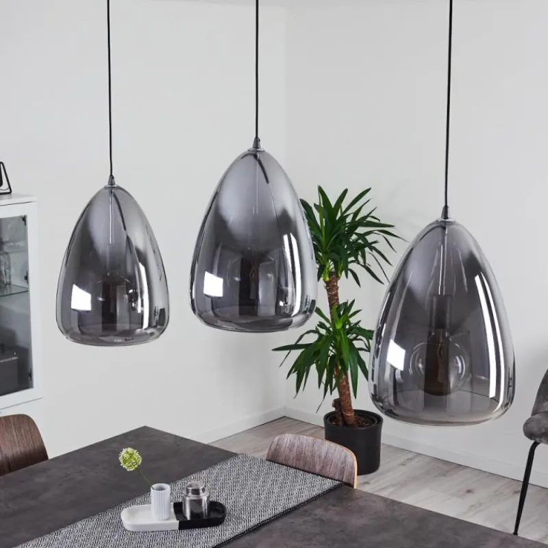 Suspension Verre Fumé-hofstein Suspension Francisco Argent Oxydé, 3 lumières