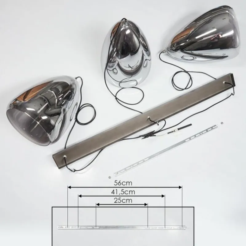 Suspension Verre Fumé-hofstein Suspension Francisco Argent Oxydé, 3 lumières