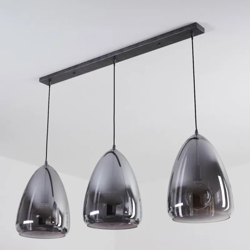 Suspension Verre Fumé-hofstein Suspension Francisco Argent Oxydé, 3 lumières