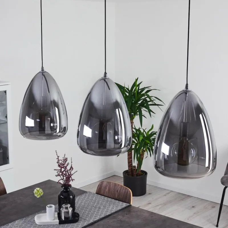 Suspension Verre Fumé-hofstein Suspension Francisco Argent Oxydé, 3 lumières