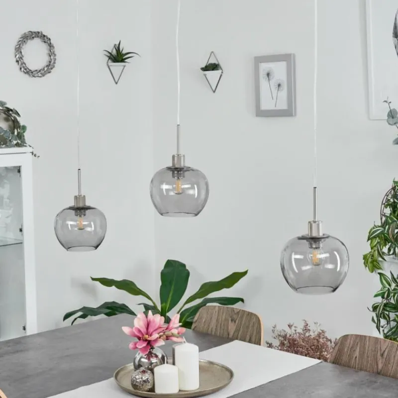 Suspension Verre Fumé-hofstein Suspension Freeport Nickel mat, 3 lumières