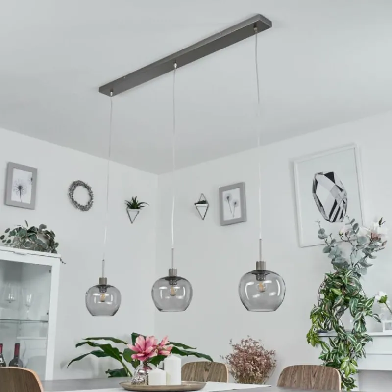 Suspension Verre Fumé-hofstein Suspension Freeport Nickel mat, 3 lumières