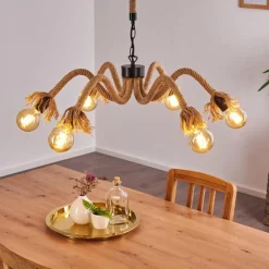 Lampes Vintages & Rétros-hofstein Suspension Freetown Brun, Noir, 6 lumières