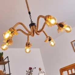 Lampes Vintages & Rétros-hofstein Suspension Freetown Brun, Noir, 6 lumières