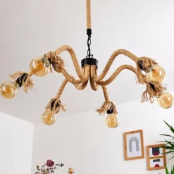 Lampes Vintages & Rétros-hofstein Suspension Freetown Brun, Noir, 6 lumières