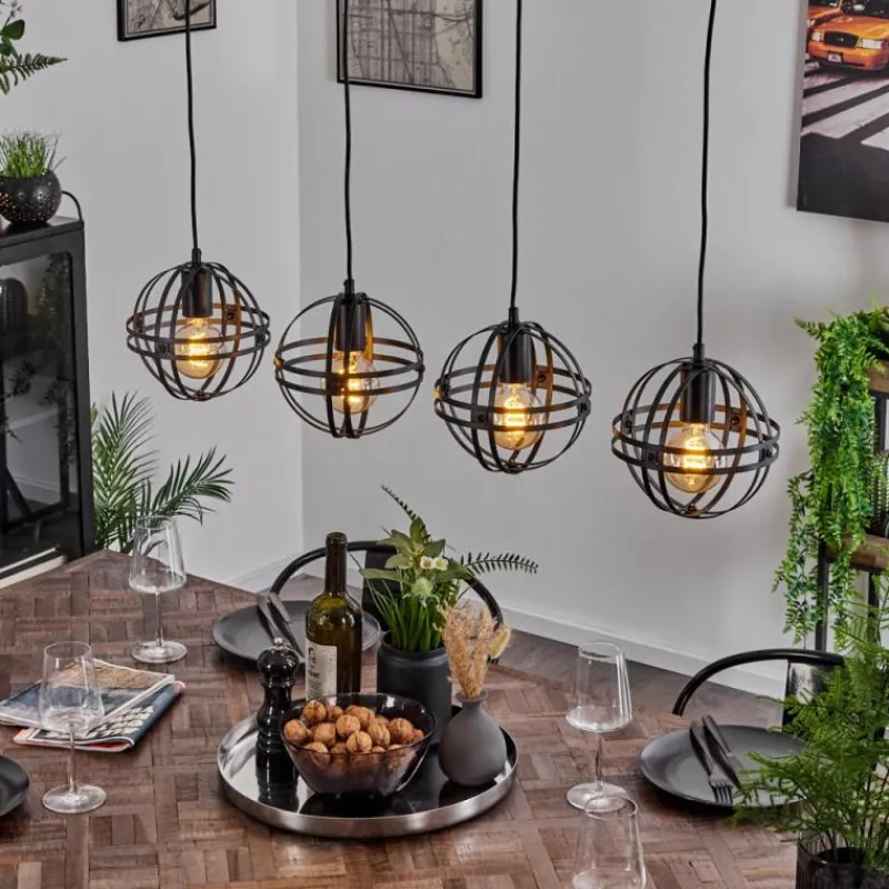 Lampes Industrielles-hofstein Suspension Freguesia Noir, 4 lumières