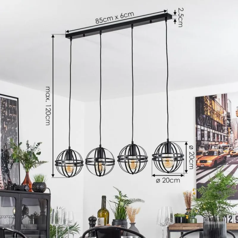 Lampes Industrielles-hofstein Suspension Freguesia Noir, 4 lumières