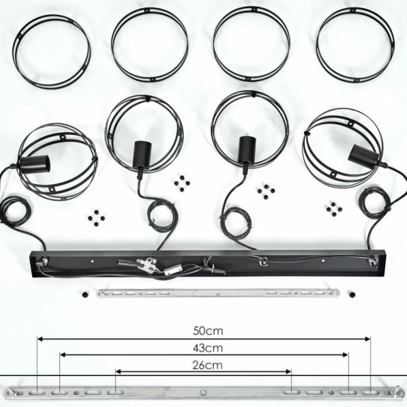 Lampes Industrielles-hofstein Suspension Freguesia Noir, 4 lumières