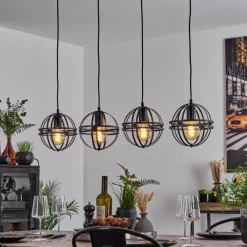 Lampes Industrielles-hofstein Suspension Freguesia Noir, 4 lumières