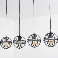 Lampes Industrielles-hofstein Suspension Freguesia Noir, 4 lumières