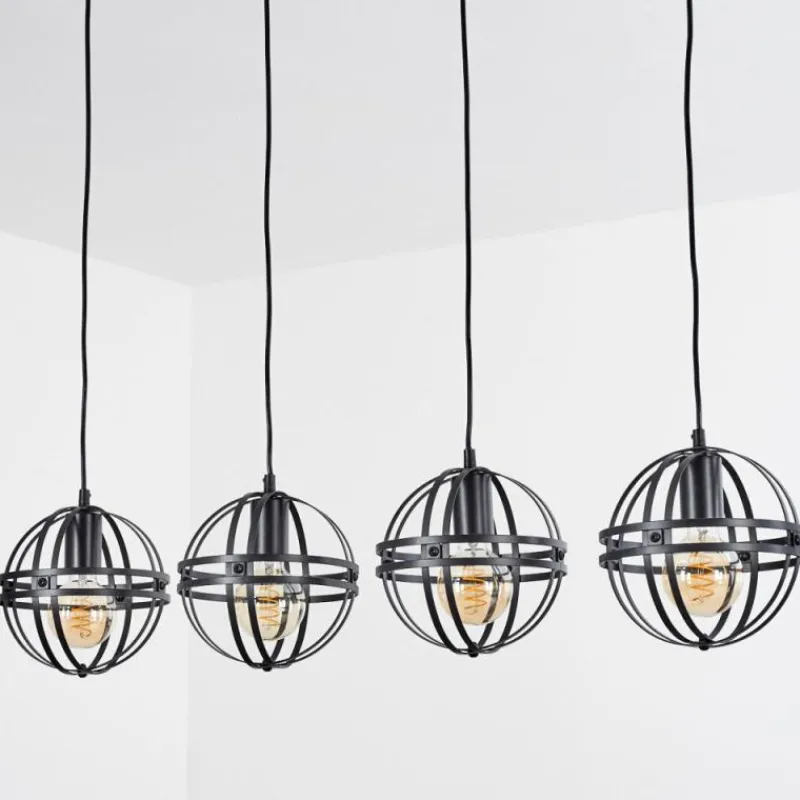 Lampes Industrielles-hofstein Suspension Freguesia Noir, 4 lumières
