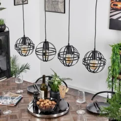 Lampes Industrielles-hofstein Suspension Freguesia Noir, 4 lumières