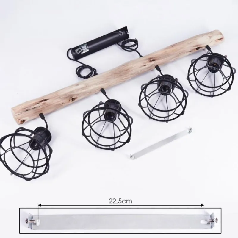 Lampes Industrielles-hofstein Suspension Gainesville Bois foncé, Noir, 4 lumières