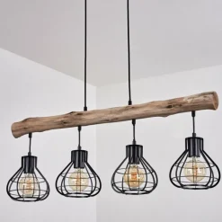 Lampes Industrielles-hofstein Suspension Gainesville Bois foncé, Noir, 4 lumières