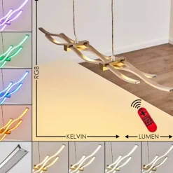 hofstein Suspension Gamsen LED Acier brossé, 3 lumières, Télécommandes, Changeur de couleurs