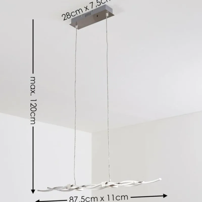 hofstein Suspension Gamsen LED Acier brossé, 3 lumières, Télécommandes, Changeur de couleurs