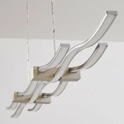 hofstein Suspension Gamsen LED Acier brossé, 3 lumières, Télécommandes, Changeur de couleurs