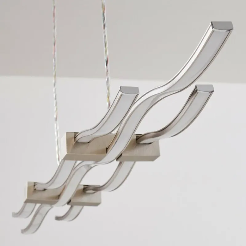 hofstein Suspension Gamsen LED Acier brossé, 3 lumières, Télécommandes, Changeur de couleurs