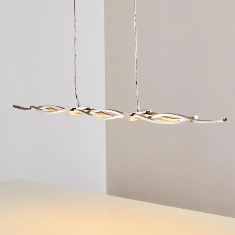 hofstein Suspension Gamsen LED Acier brossé, 3 lumières, Télécommandes, Changeur de couleurs