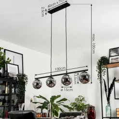 hofstein Suspension Gastor Fumé, 4 lumières