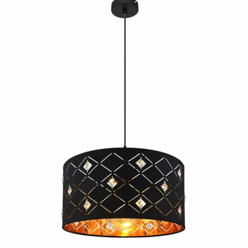 Lampes En Tissu-Luminaires Globo Lighting Suspension Globo ABBEY Noir, 1 lumière