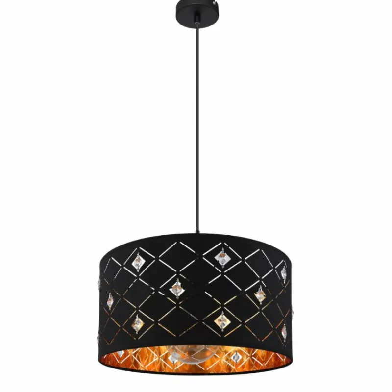 Lampes En Tissu-Luminaires Globo Lighting Suspension Globo ABBEY Noir, 1 lumière