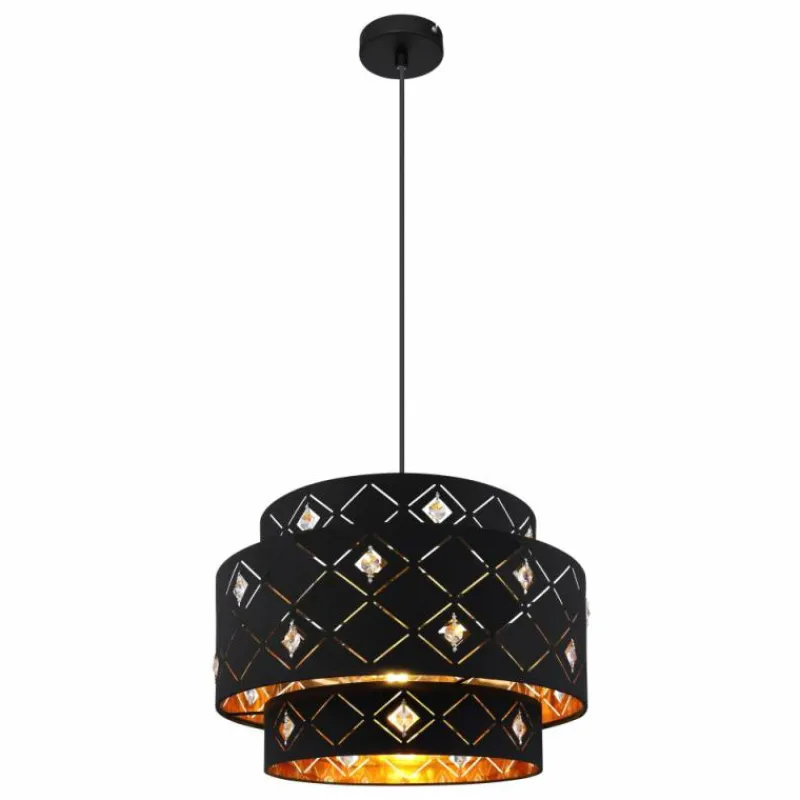 Lampes En Tissu-Luminaires Globo Lighting Suspension Globo ABBEY Noir, 1 lumière