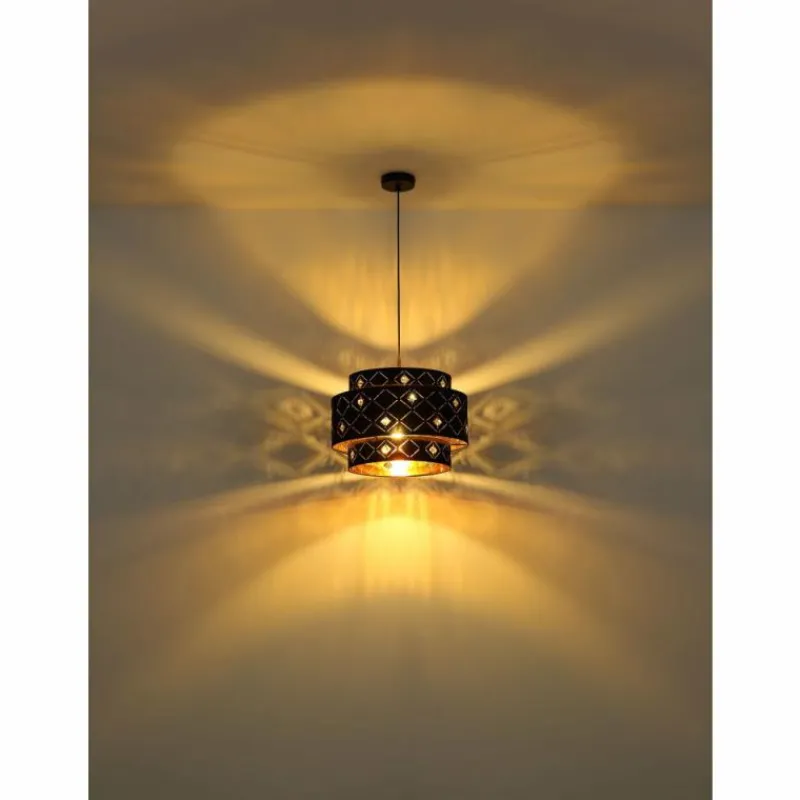 Lampes En Tissu-Luminaires Globo Lighting Suspension Globo ABBEY Noir, 1 lumière